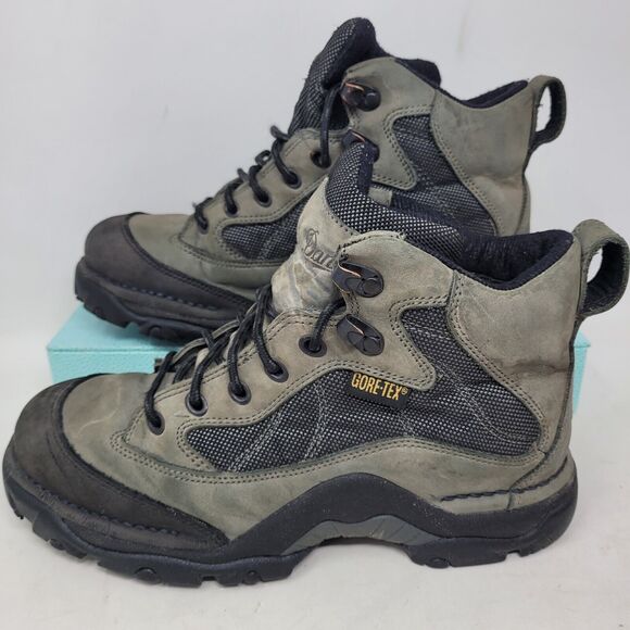 DANNER Radical 45 GTX Mens Sz 7, Womens 8.5 Gray Leather Canvas Gore-Tex Boots